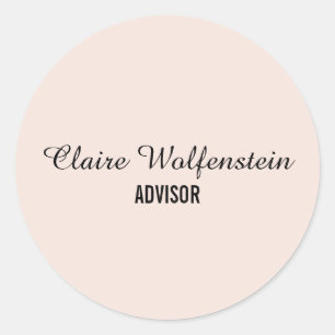 Elegant Script Blush Roze Zakelijk Ronde Sticker