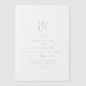 Elegant Script Boho Eenvoudig Monogram Moderne bru Vellum Uitnodigingen (Voorkant)