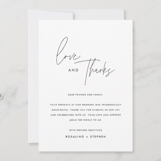 Elegant script Boho Fotobruiloft Bedankkaart (Achterkant)