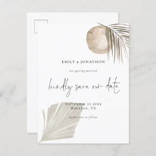 Elegant Script Boho Pampas Grass Sla de datum op Uitnodiging Briefkaart