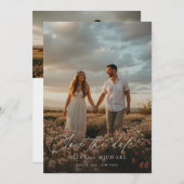 Elegant Script Boho Trouwfoto Save The Date (Voorkant / Achterkant)