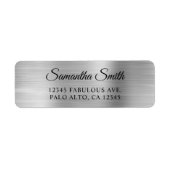 Elegant Script Bord Metallic Silver Etiket (Voorkant)