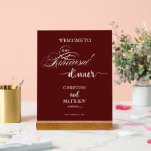 Élégant Script Bordeaux Dîner de Répétition Bienve (Mariage)