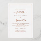 Elegant Script Border 40e verjaardagsfeestje luxe Folie Uitnodiging (Voorkant)
