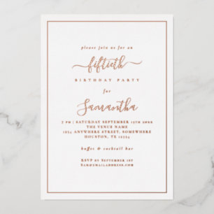 Elegant Script Border 50e verjaardagsfeestje luxe Folie Uitnodiging