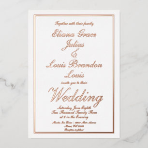 Elegant Script Border Wedding geduwd op Folie Uitnodiging