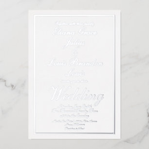 Elegant Script Border Wedding geperst Silver Folie Uitnodiging