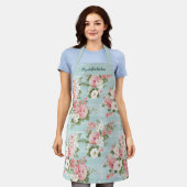 Elegant script Botanische Bloemen Schort (Gedragen)
