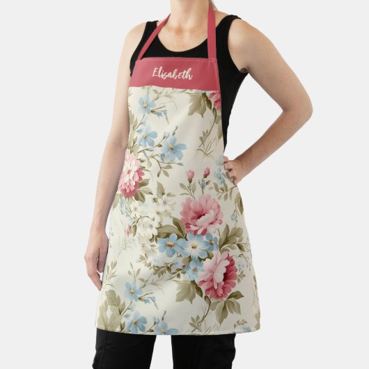 Elegant script Botanische Bloemen Schort (Insitu)