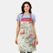 Elegant script Botanische Bloemen Schort (Gedragen)