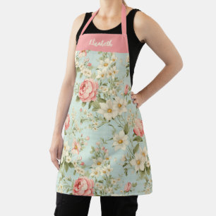 Elegant script Botanische Bloemen Schort