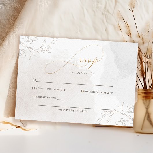 Elegant script botanische bloemenbehuizing RSVP kaartje