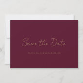 Elegant Script Bourgondië Save the Date Wedding Ka (Voorkant)