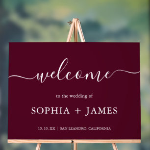 Elegant script Bourgondische minimalistische bruil Acryl Bord