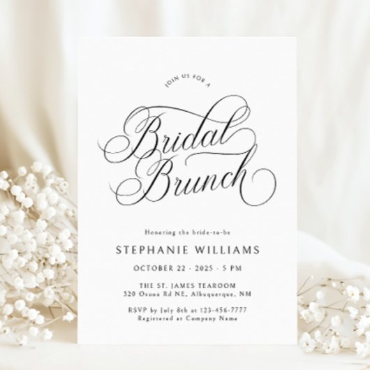 Elegant Script Bridal Brunch Invitation Kaart