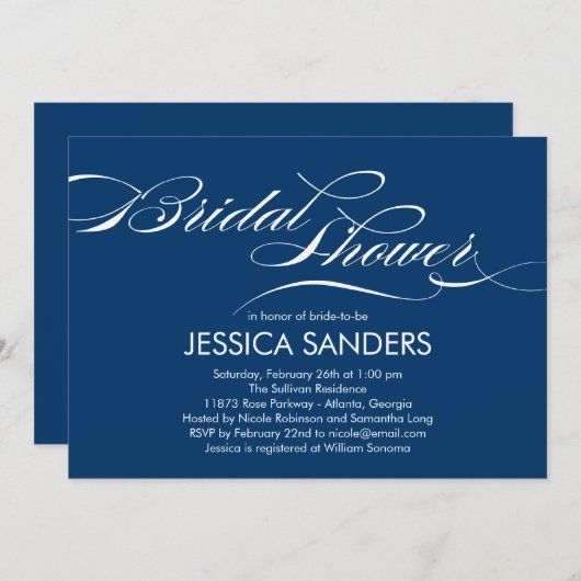 Élégant Script Bridal Shower Invitation (Devant / Derrière)