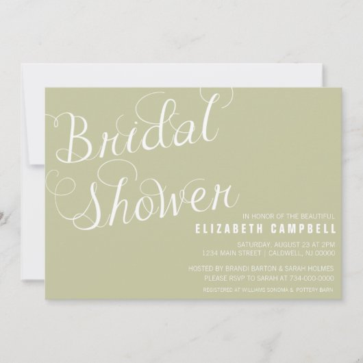 Élégant Script Bridal Shower Invitations (Devant)