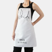 Elegant Script Bride Name Date Black White Apron Schort (Insitu)