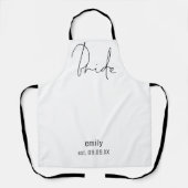 Elegant Script Bride Name Date Black White Apron Schort (Voorkant)