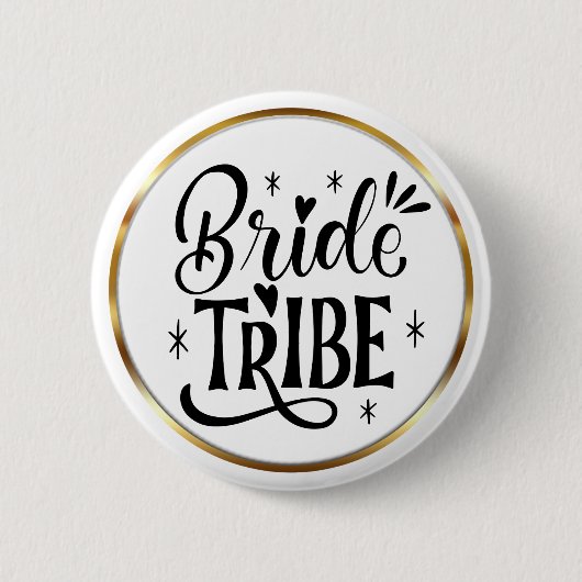 Elegant Script Bride Tribe Gold Frame Ronde Button 5,7 Cm (Voorkant)