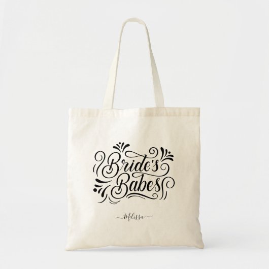 Elegant Script Brides Babes Custom Name Tote Bag (Voorkant)