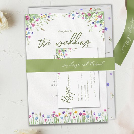 Elegant Script Bruid Bruidegom Namen groen Lint
