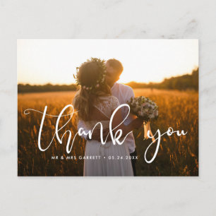 Elegant script bruiloft bedankt briefkaart