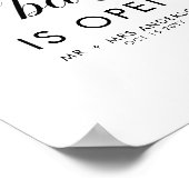 Elegant Script Bruiloft De Bar is Open Dranken Poster (Hoek)