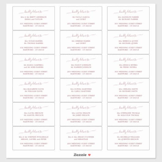 Elegant Script Bruiloft Gast Adres Label (Vel)
