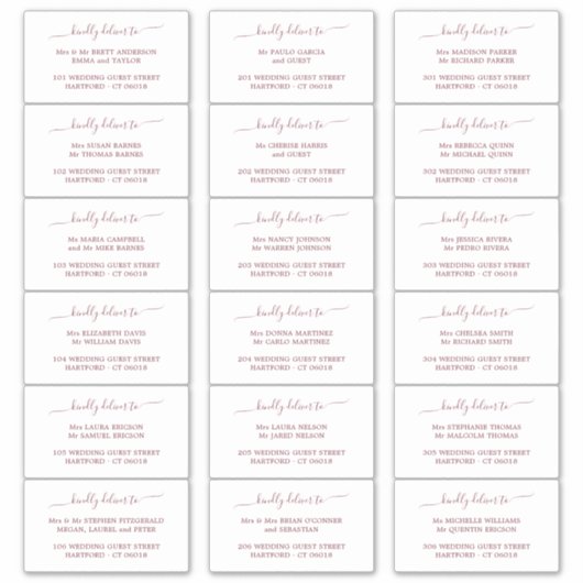 Elegant Script Bruiloft Gast Adres Label (Voorkant)