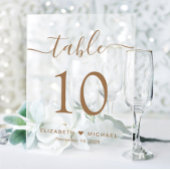 Elegant Script Bruiloft Gouden Tafelnummer Frosted Acryl Bord
