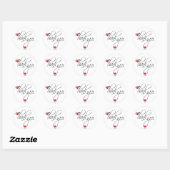 Elegant script bruiloft harten dank u gunst ronde sticker (Vel)