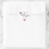 Elegant script bruiloft harten dank u gunst ronde sticker (Tas)