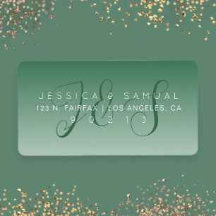 Elegant Script Bruiloft Ombre Groen Retouradres Etiket