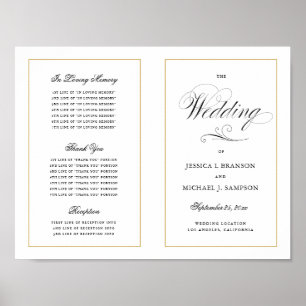 Elegant script bruiloft programma buiten downloade poster