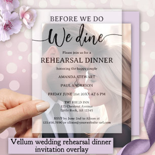 Elegant Script bruiloft repetitie diner Vellum Uitnodigingen