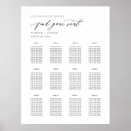 Elegant Script Bruiloft Tafel Zitgrafiek Poster