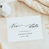 Elegant script bruiloft Verander de datum Briefkaa Briefkaart