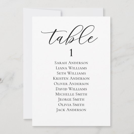 Elegant Script Bruiloft Zitkaart Kaart (Voorkant)