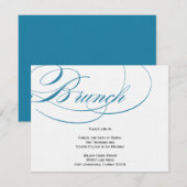 Élégant script Brunch Invitation - Bleu (Devant / Derrière)