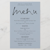 Élégant Script Budget Dusty Blue Mariage Menu (Devant)