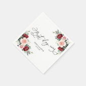Elegant Script Burgundy Blush Floral Greenery Servet (Hoek)