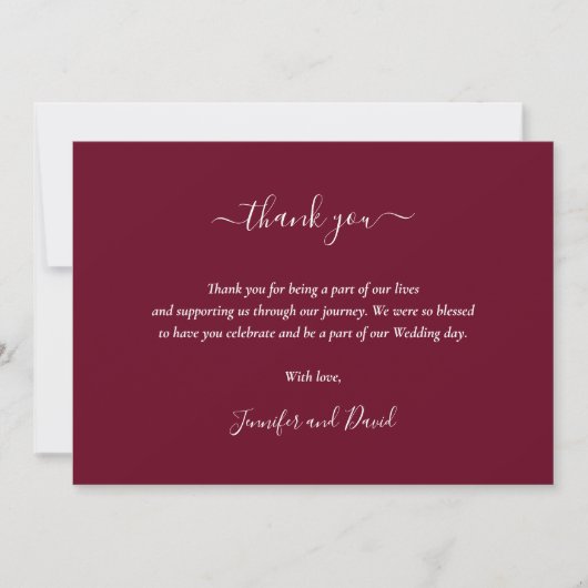 Elegant Script Burgundy - Hartelijk dank Bedankkaart (Voorkant)