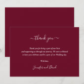 Elegant Script Burgundy - Hartelijk dank Bedankkaart (Voorkant / Achterkant)