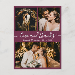 Elegant Script Burgundy Wedding Dank u Briefkaart