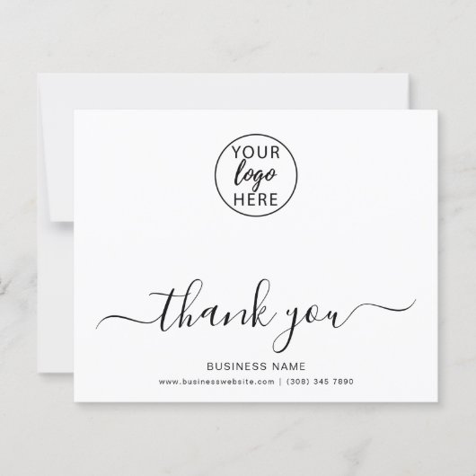 Elegant Script Business Logo Bedankt Card (Voorkant)