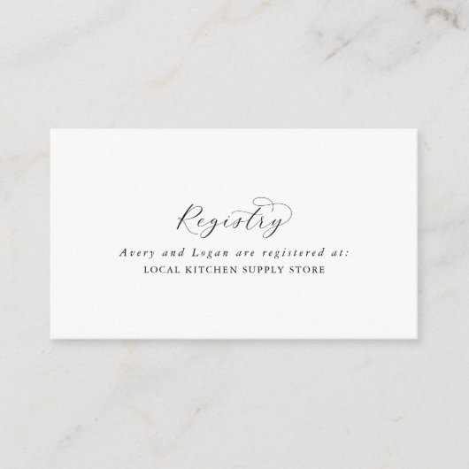 Elegant Script Cadeauregistratie Kaart (Voorkant)