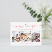 Elegant Script Calligraphy 3 Photo New Home Moving Aankondigingskaart (Staand voorkant)
