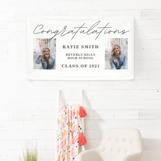 Elegant Script Calligraphy Afstuderen 2 Foto Spandoek (Insitu)