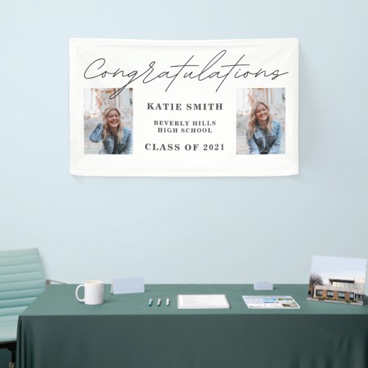 Elegant Script Calligraphy Afstuderen 2 Foto Spandoek (Beurs)